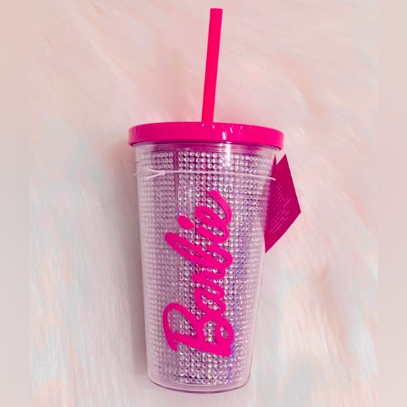 Barbie Other - 💕Authentic Barbie Pink & Silver Rhinestone Tumbler💕 with Pink Straw🌸